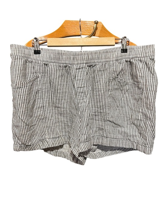Old Navy Pants - Old Navy Women's Linen Blend High Waist Striped Shorts - White & Gray XL